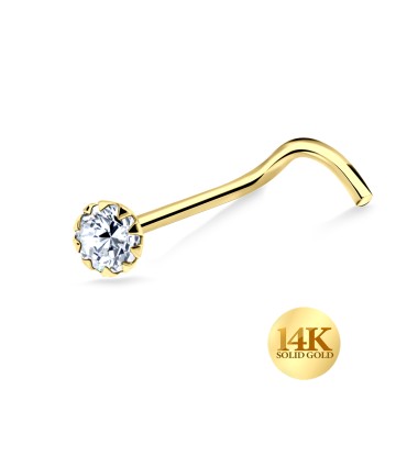 14K Gold Round CZ Nose Stud 14KY-NSKB-686